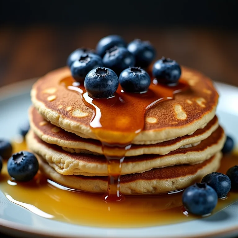 Panquecas de aveia com mirtilos e maple syrup