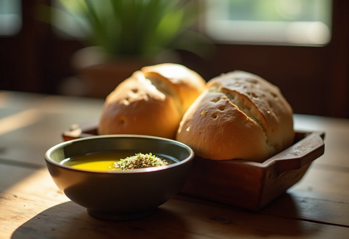 Pão de alho caseiro com tempero fresco e apetitoso