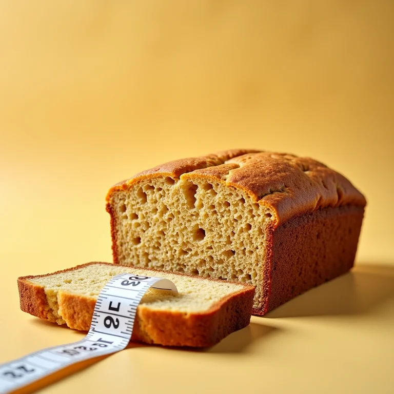 Pão de quinoa ao lado de uma fita métrica, ideal para dietas.