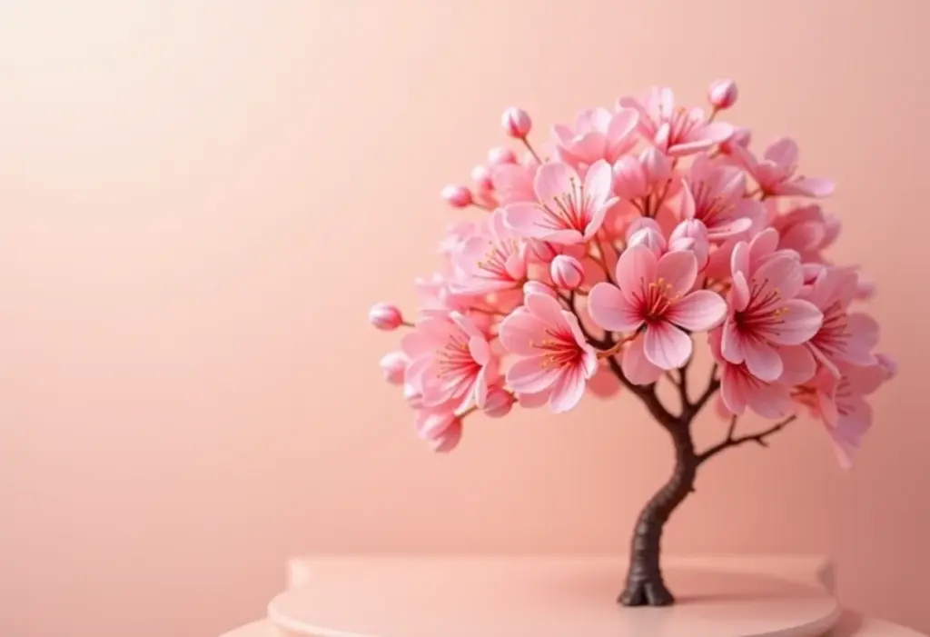 Pé de pimenta rosa exuberante sob luz suave.