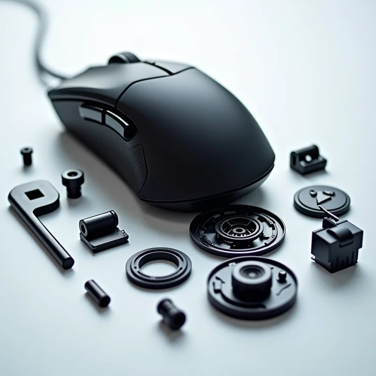 Peças internas de um mouse gamer