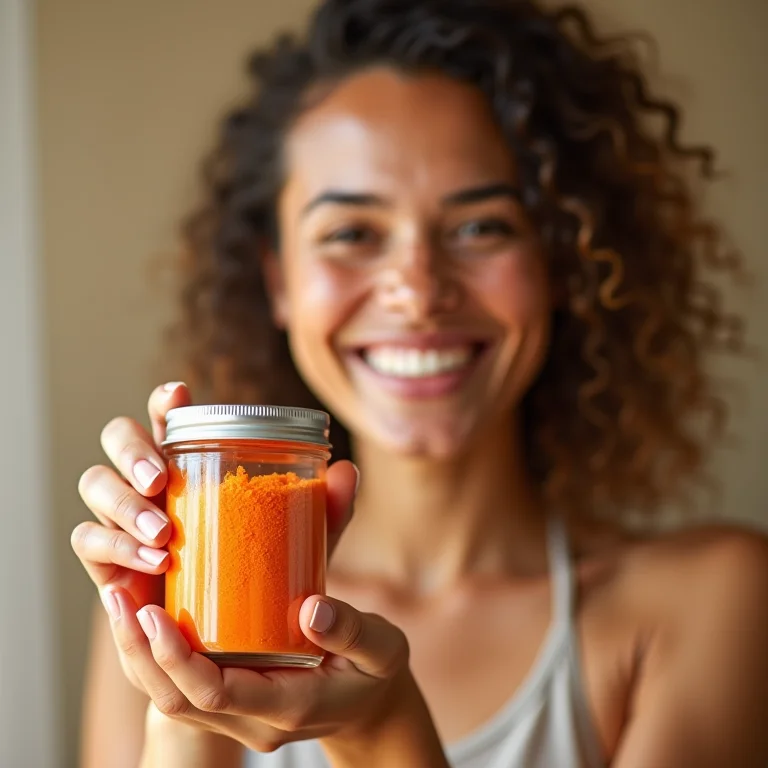 Pele radiante com cenoura em pó.