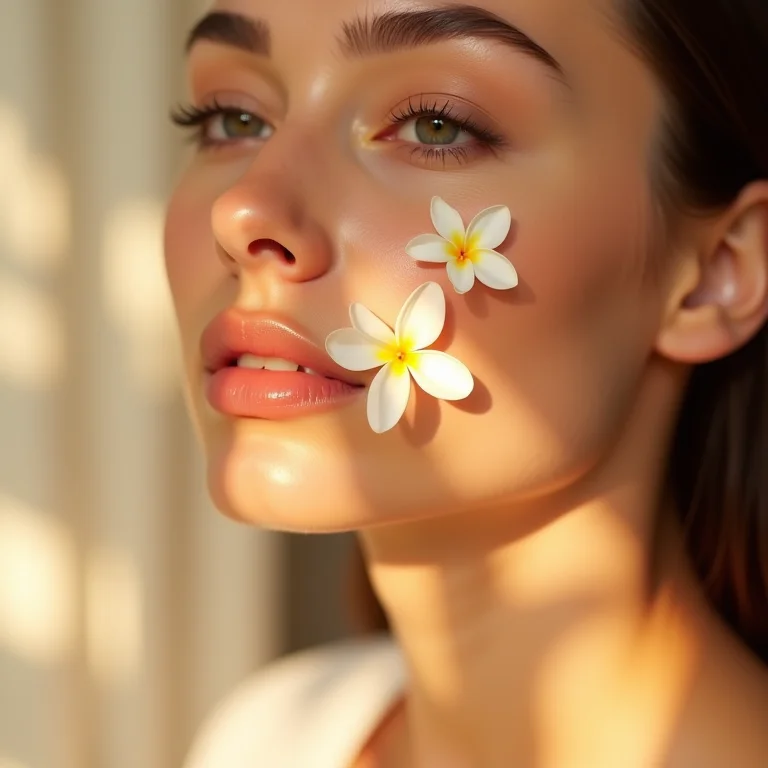 Pele radiante com toques de flor de jasmim.