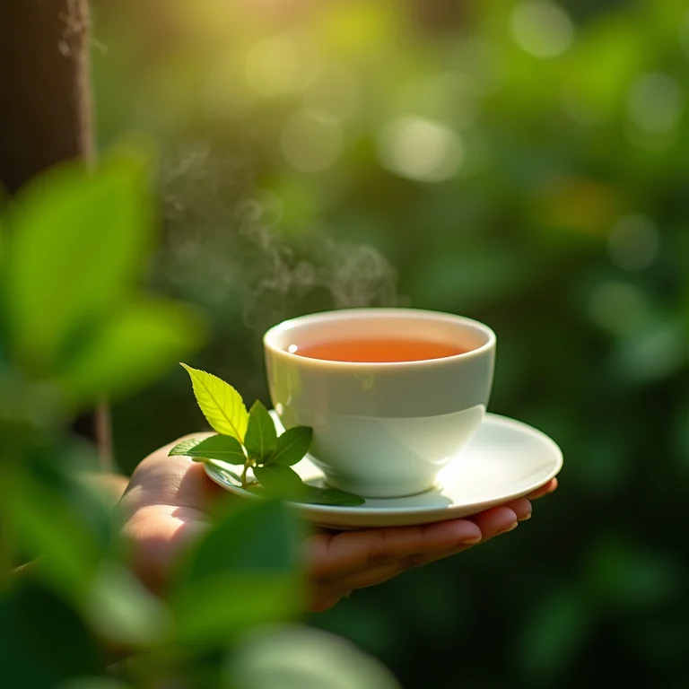 Pessoa bebendo chá de amora ao ar livre para fortalecer a imunidade