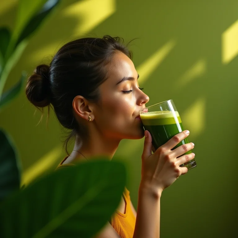 Pessoa com energia e foco bebendo matcha.