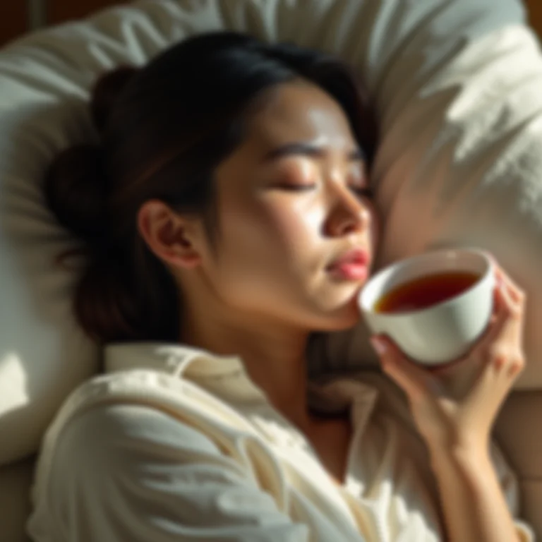 Pessoa dormindo tranquilamente com chá de amora para melhorar o sono