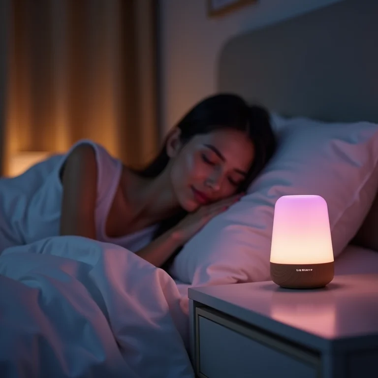 Pessoa dormindo tranquilamente com difusor de lavanda