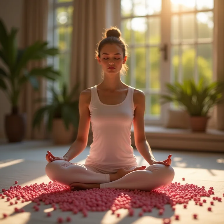 Pessoa meditando com pimenta rosa.