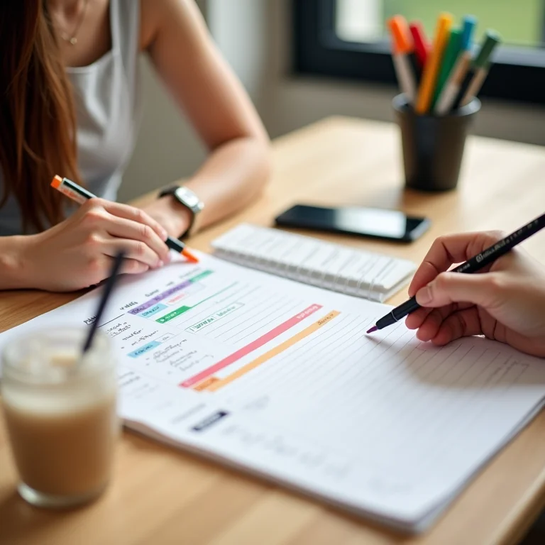 Pessoa organizando sua agenda diária.