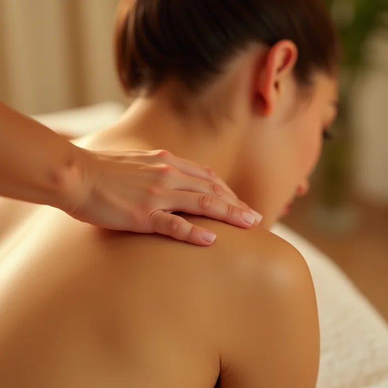 Pessoa recebendo massagem com óleo de jasmim, promovendo o relaxamento muscular.