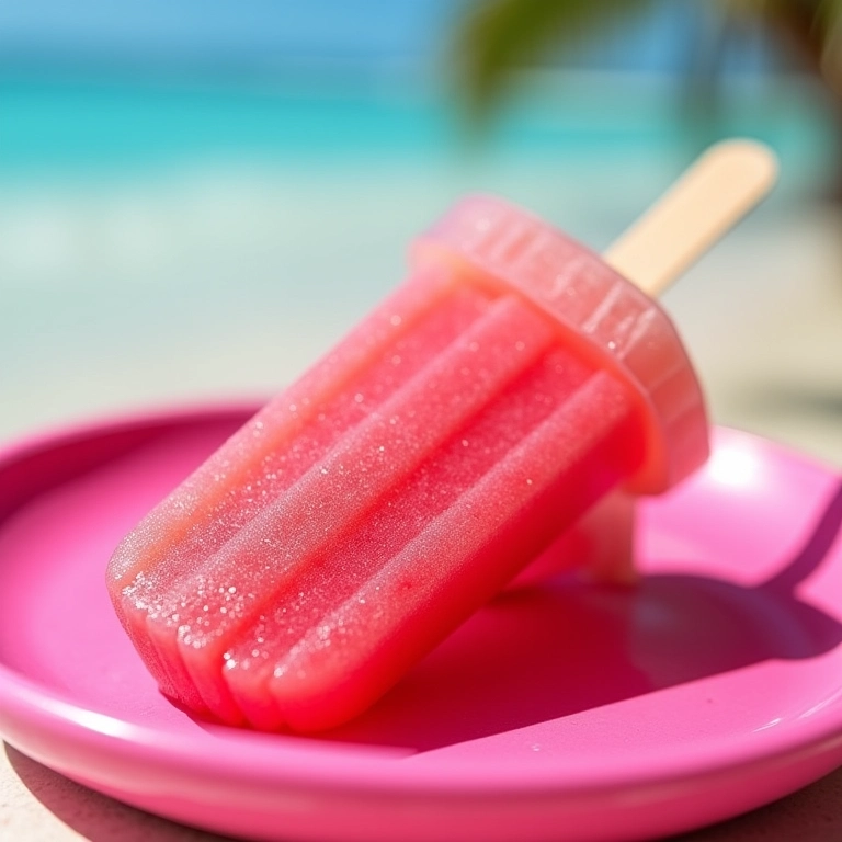 Picolé de hibisco caseiro em um dia ensolarado, perfeito para o verão.