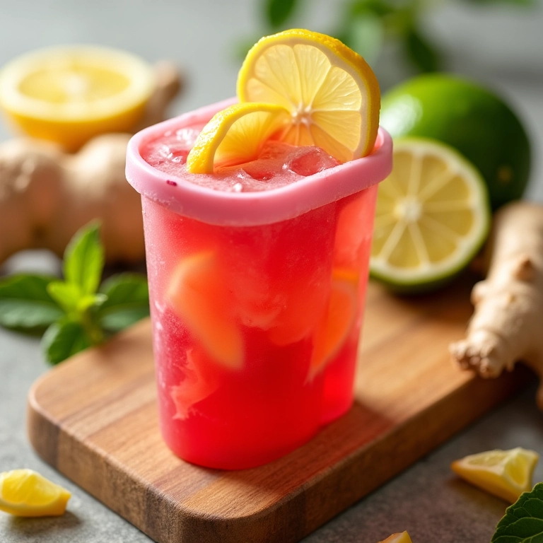 Picolé de hibisco com limão e gengibre: uma explosão de sabores refrescantes.