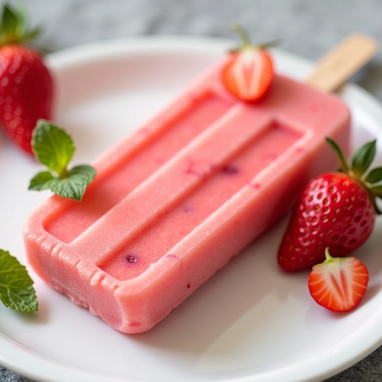 Picolé de hibisco com morango e hortelã: uma delícia refrescante e saudável.