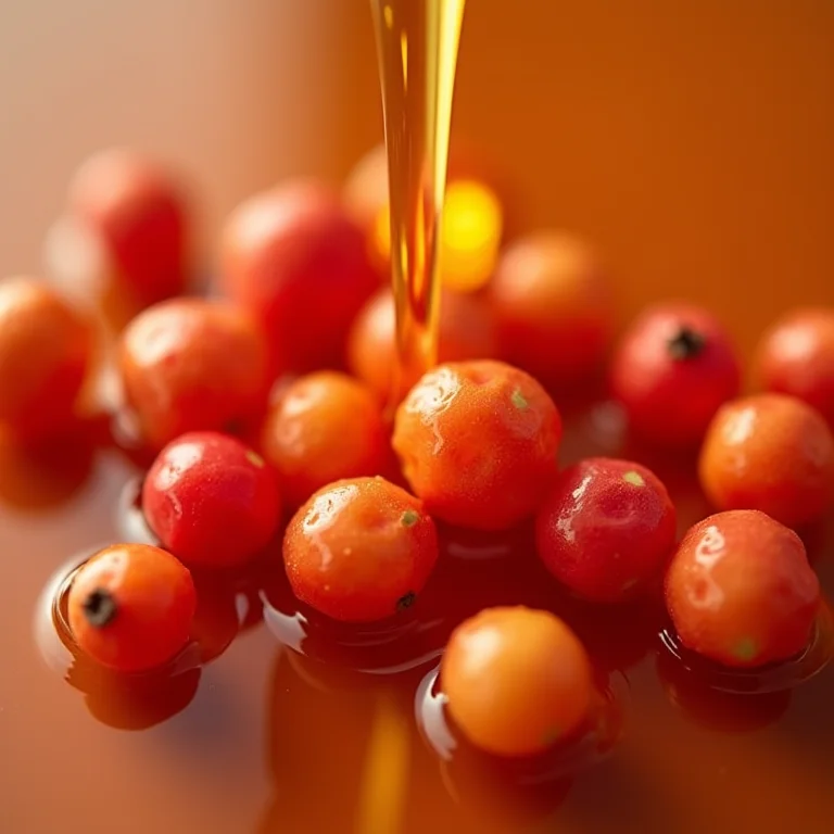 Pimenta rosa misturada com mel.