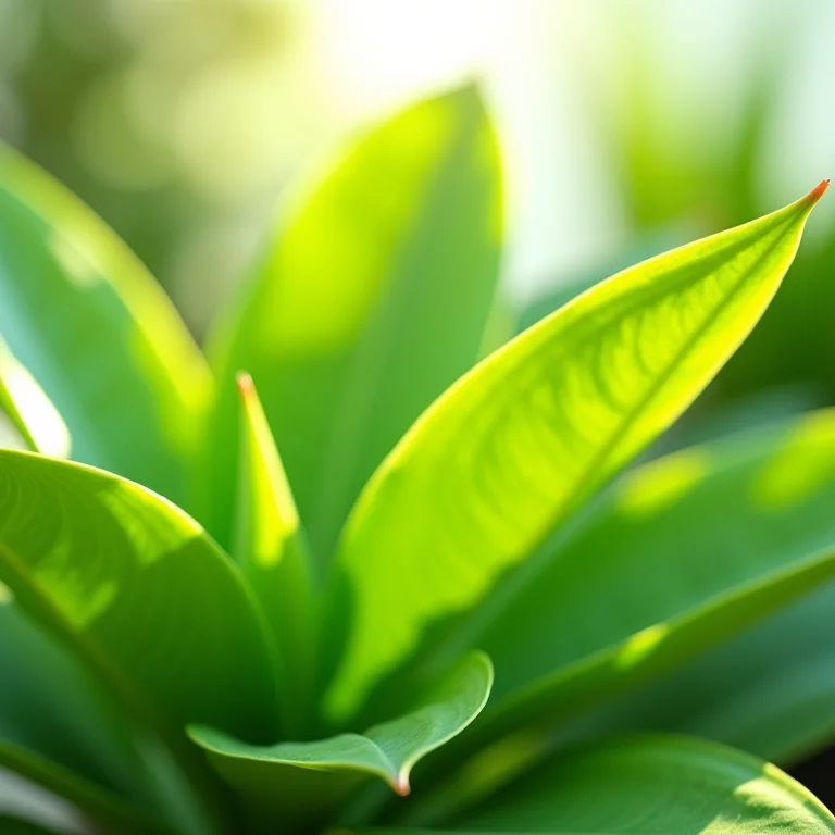Planta purificando o ar em um escritório ensolarado, promovendo um ambiente de trabalho mais saudável.