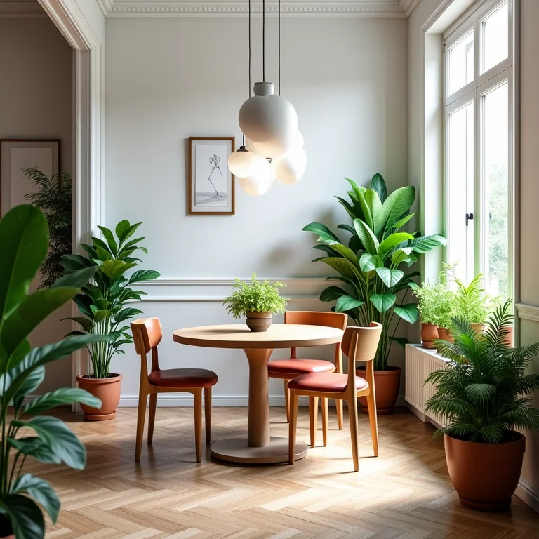 Plantas na decoração da sala de jantar