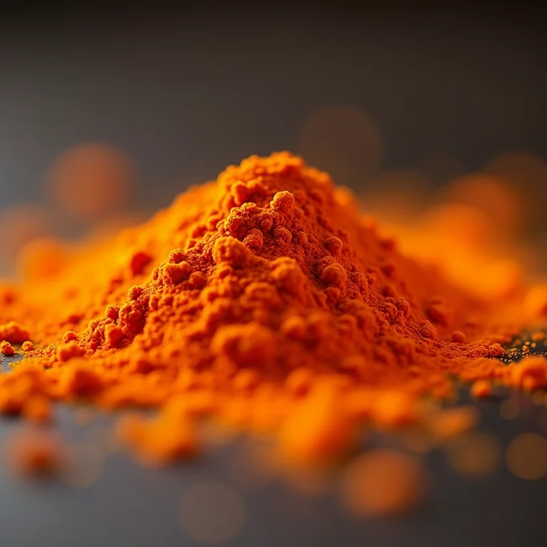 Pó de açafrão com textura fina e cor vibrante