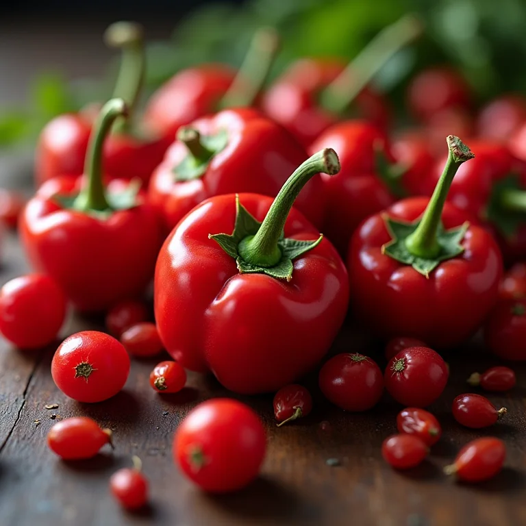 Prato saudável para o coração com pimenta rosa.