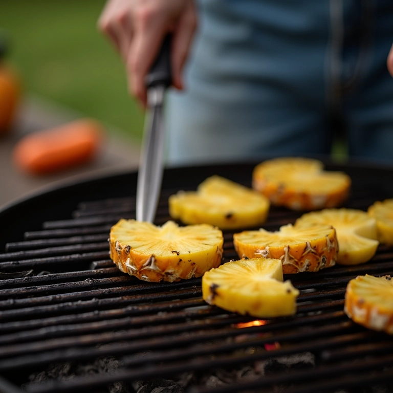 Preparando abacaxi na churrasqueira: um churrasco com um toque especial.