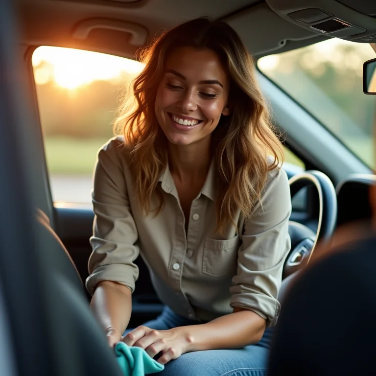 Preparando o carro para a limpeza a seco