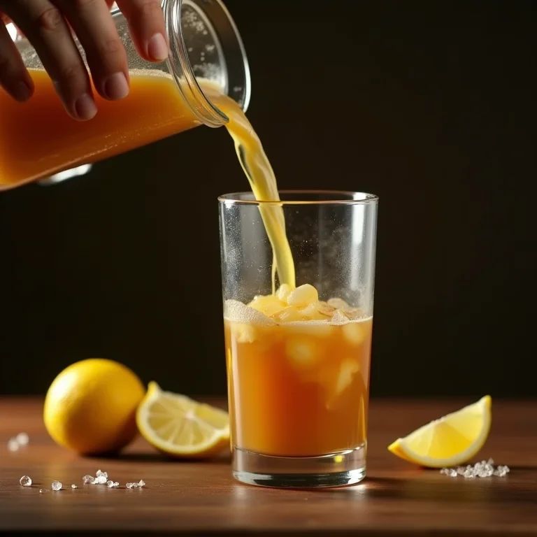 Preparando o Chá Mate batido com limão no liquidificador