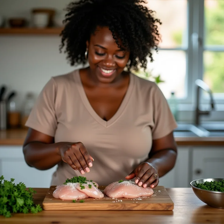 Preparando os ingredientes para o frango ao estragão