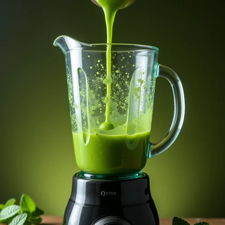 Preparo do molho de menta em liquidificador Oster.