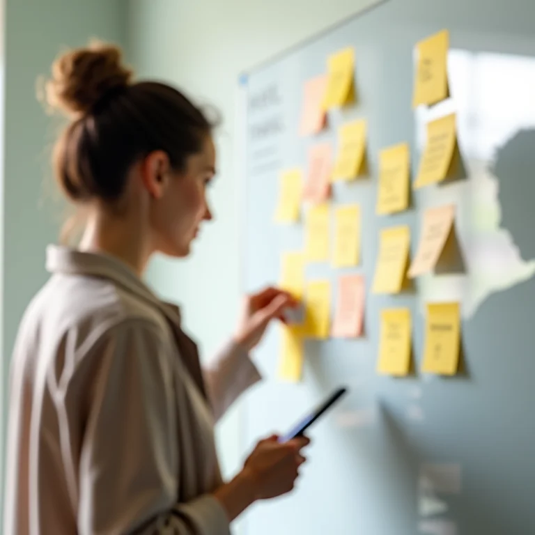 Priorizando tarefas em um quadro branco.