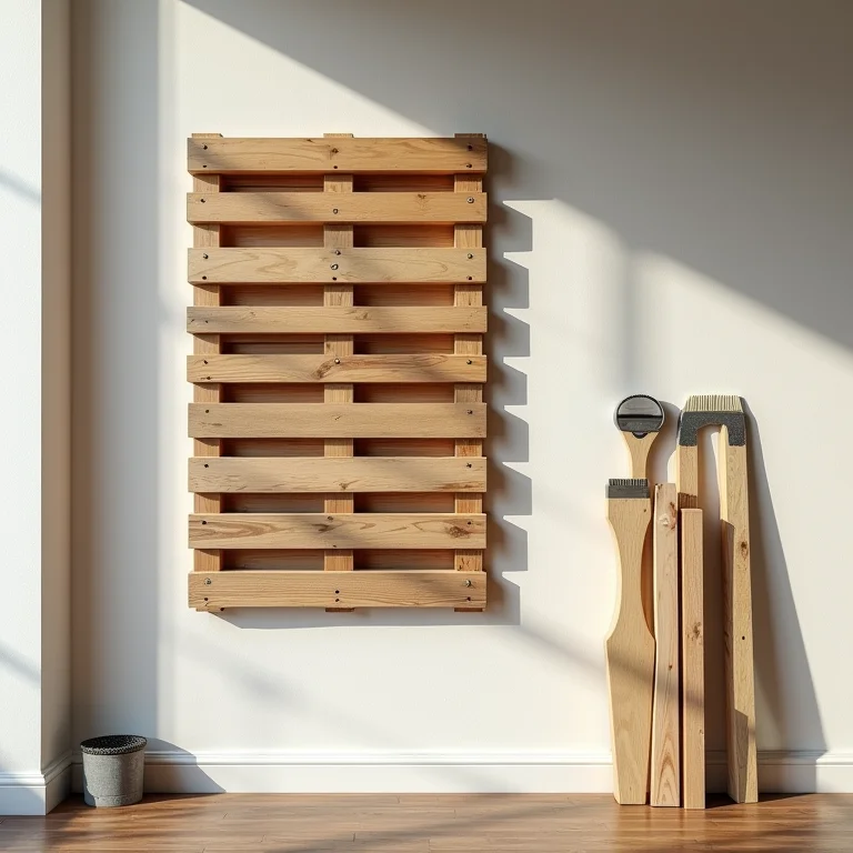 Processo de instalação fácil de pallets na parede.