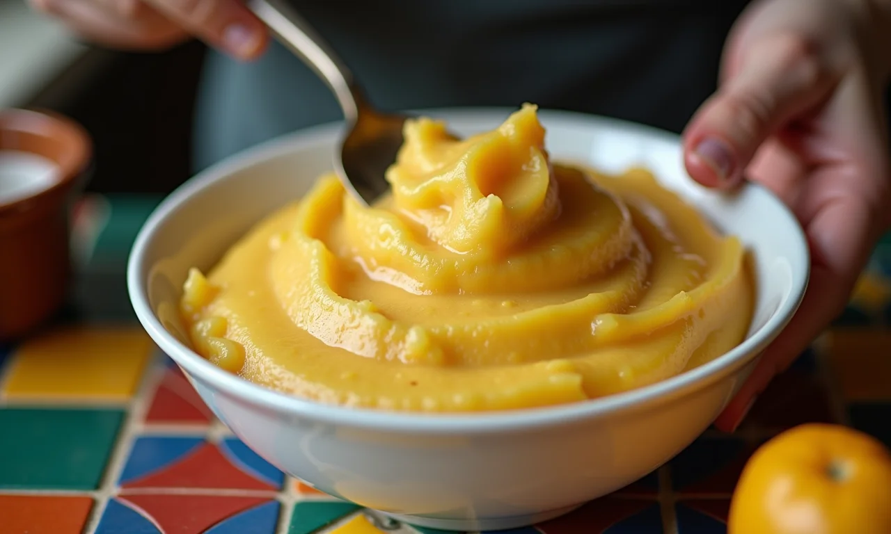 Purê cremoso de Batata Uai em tigela branca.