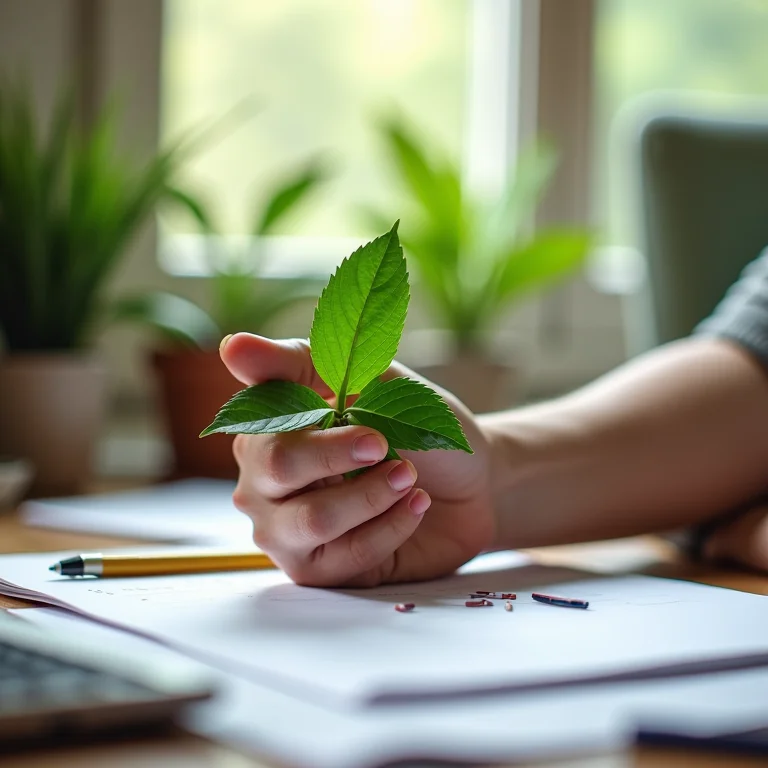 Redução do estresse com plantas no escritório.