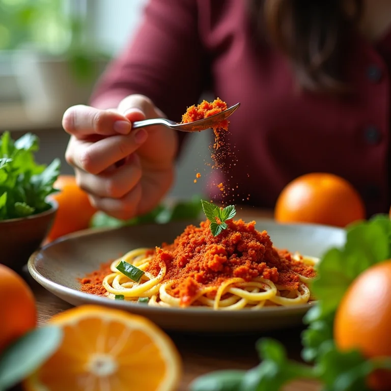 Refeição com pimenta caiena e alimentos que fortalecem o sistema imunológico.