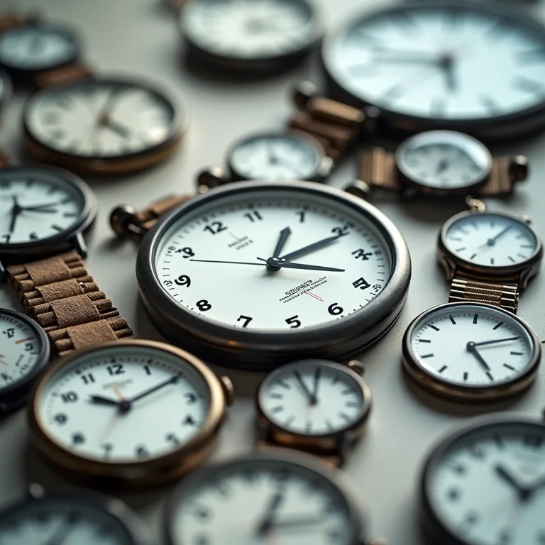 Relógios espalhados em uma mesa simbolizando a cultura da ocupação.