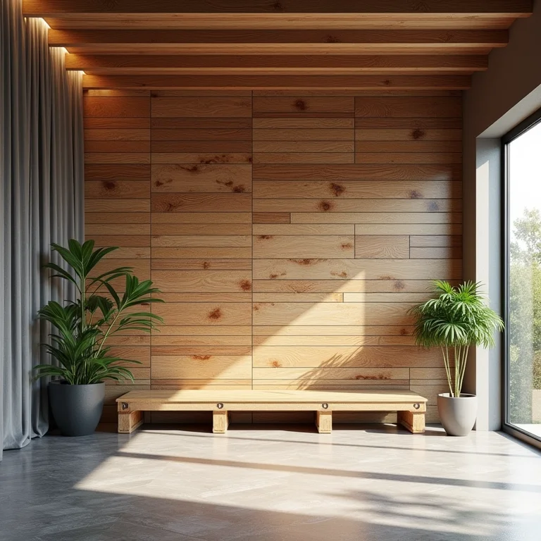 Revestimento de parede moderno feito com pallets
