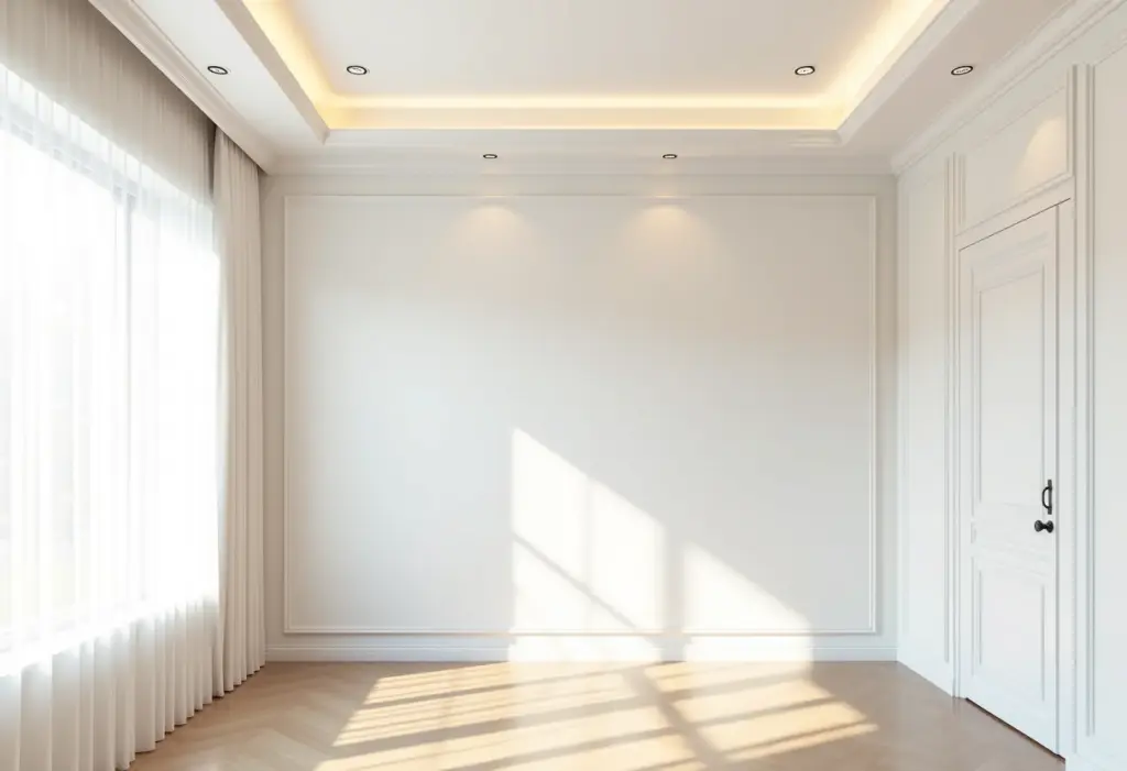 Sala de estar moderna com roda teto de gesso