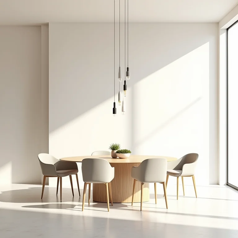 Sala de jantar com cores claras para ampliar o espaço