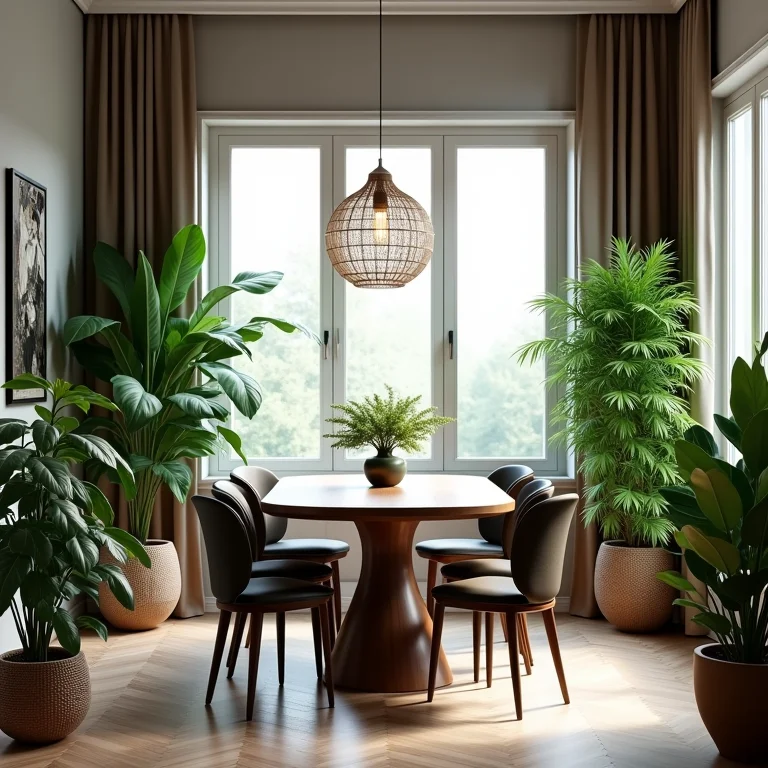 Sala de jantar pequena com plantas que trazem vida e frescor ao ambiente