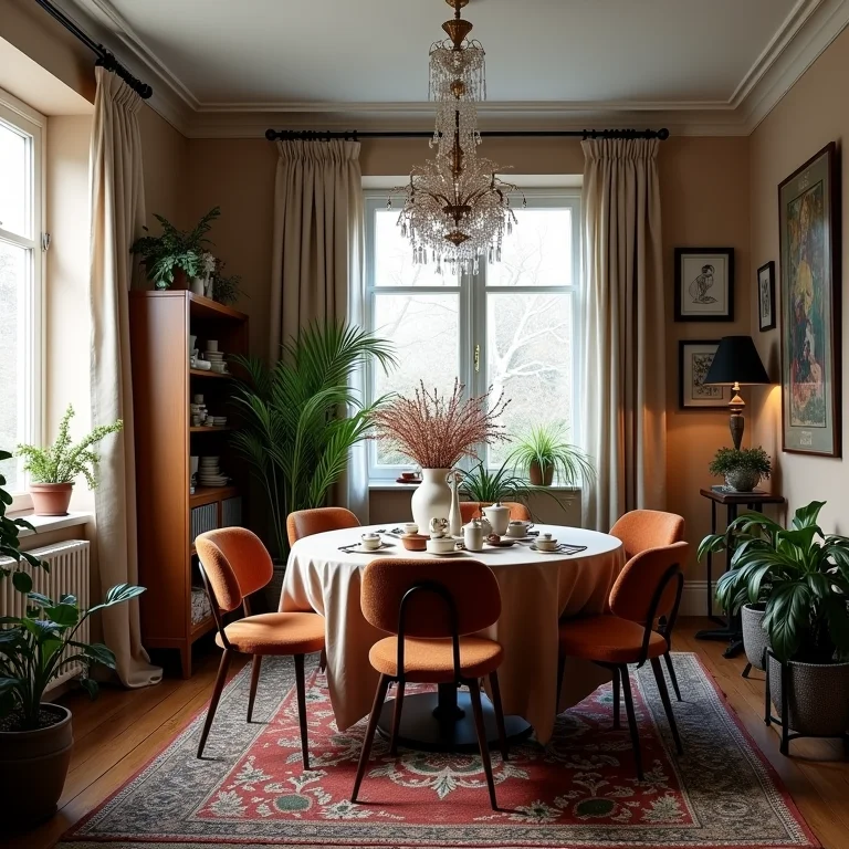 Sala de jantar pequena com poluição visual e excesso de objetos