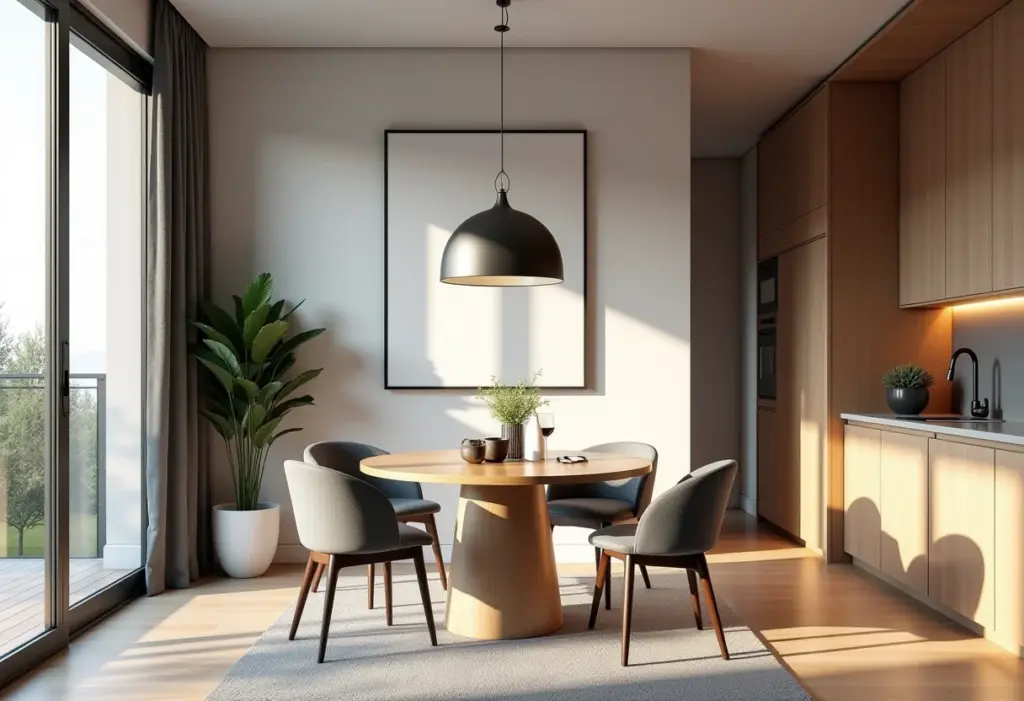 Sala de jantar pequena decorada com truques para parecer maior