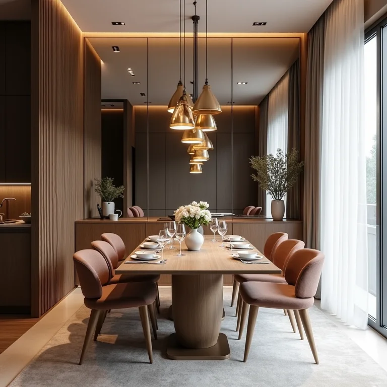 Sala de jantar pequena sem espelhos, com sensação de espaço limitado