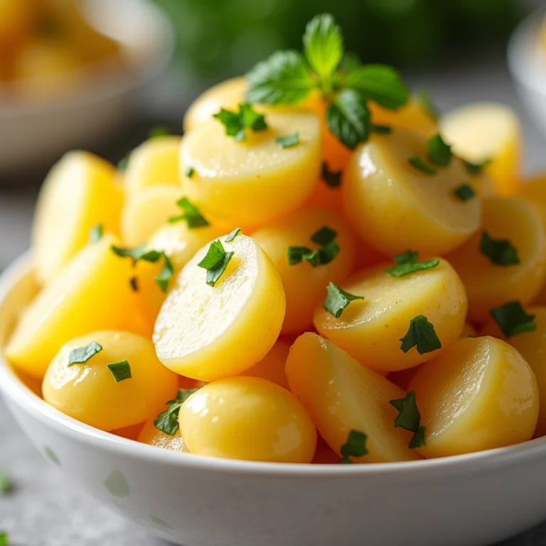 Salada de batata turbinada com molho tártaro em pó.