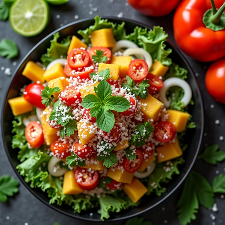 Salada fresca com flor de sal, crocante e saborosa.