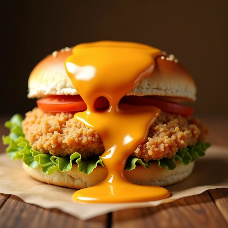 Sanduíche de frango cremoso com molho tártaro em pó.