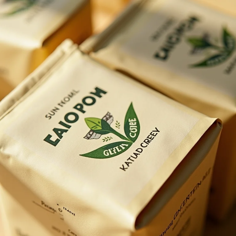 Selo de certificação sustentável em embalagem de chá