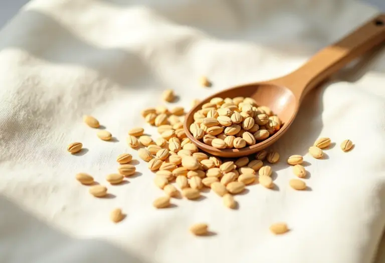 Sementes de alcaravia em tecido de linho sob luz suave