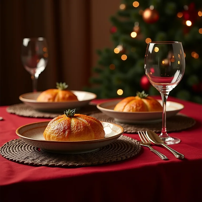 Sousplats e jogos americanos criativos em uma mesa de Natal