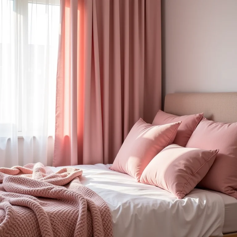 Texturas e materiais para um quarto rosa aconchegante