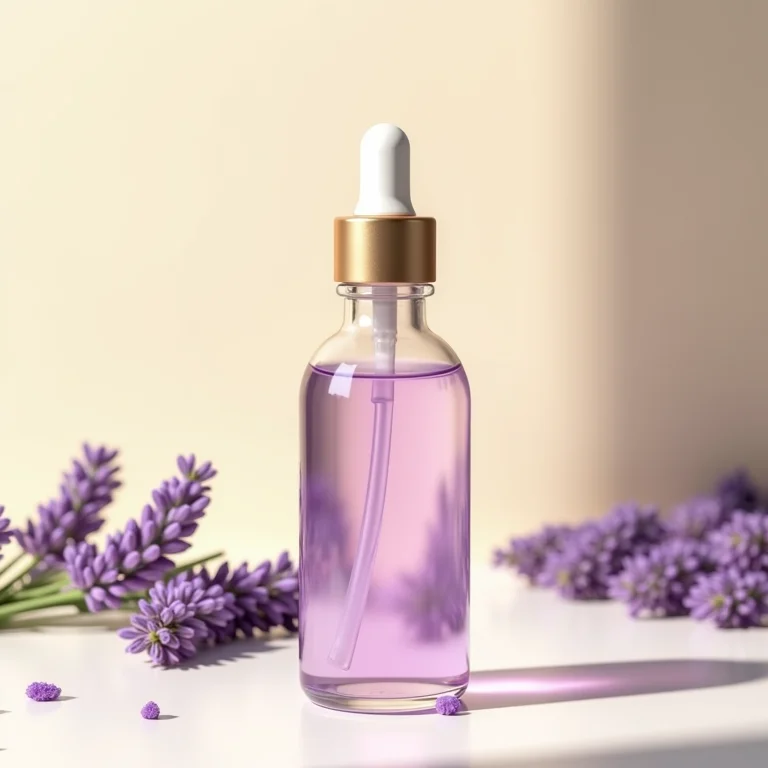 Tônico facial de lavanda em frasco de vidro