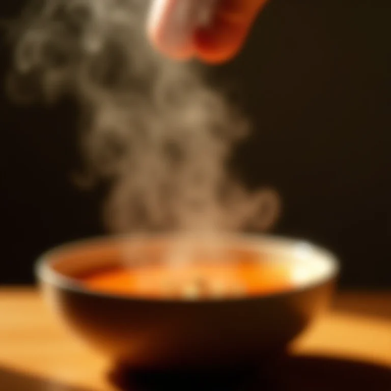 Vapor subindo de uma sopa com pimenta caiena.