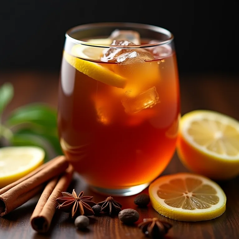 Variedade de especiarias e limão para chá preto gelado.